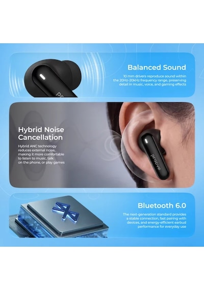 Proove Blitz 2 Tws Bluetooth 6.0 Kulak İçi Kulaklık Hybrid Anc & Enc Oyun Modu Uygulama Destekli