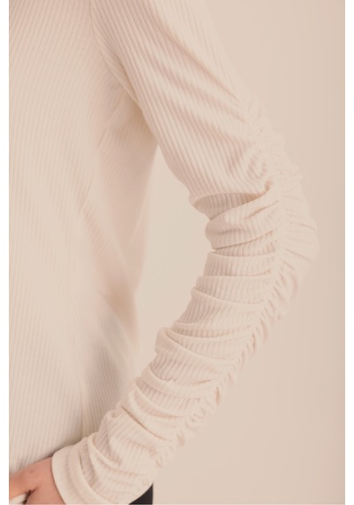 Aker Büzgü Detaylı Örme Body Ekru Ekru