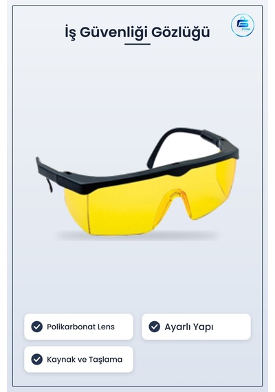 İş Güvenliği Gözlüğü Ayarlı Kaynak Çapak Sarı Lens Koruyucu Taşla