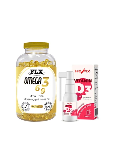 Omega 3-6-9 90 Tablet & Nevfix Vitamin D3 Sıvı 20 Ml