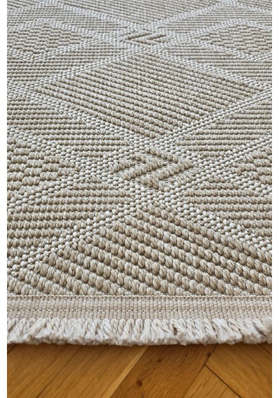 Leiva Home Lara 05 Krem Bej Sisal İskandinav Modern Kaymaz Taban Yumuşak Özel Ölçü Salon Koridor Halısı 0220-krem