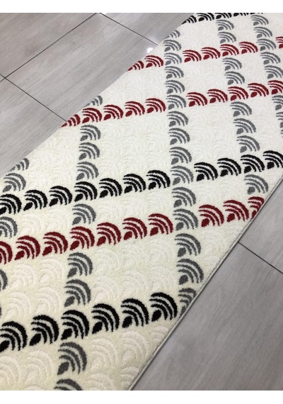 Saray Halı Samyeli 10942 Wk 80X300 Krem Kırmızı Gri Yolluk !