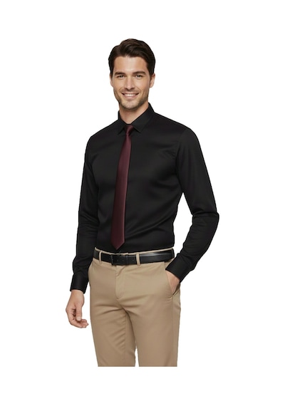 Deepsea Siyah Slim Fit Erkek Gömlek Kolay Ütülenen Nefes Alan Kumaş, Dört Mevsim Şıklık 2608515 Siyah Deepsea Siyah Slim Fit Erkek Gömlek Kolay Ütülenen Nefes Alan Kumaş, Dört Mevsim Şıklık 2608515 Siyah