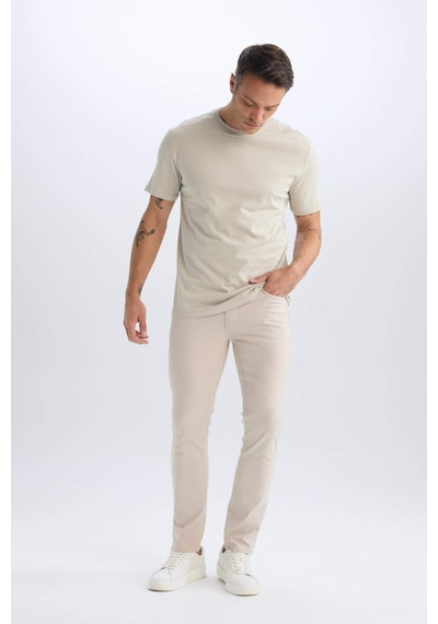 DeFacto Yazlık Chino Kanvas Dokulu Pantolon Slim Fit Dar Kesim Cepli Dar Paça T1055AZ25SPBG191