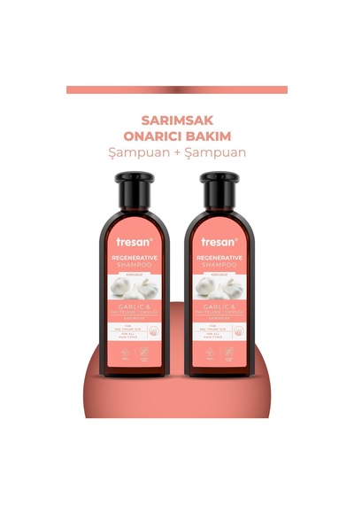 Sarımsak & Bitkisel Kompleks Onarıcı Bakım Şampuanı Tüm Saç Tipleri, Kokusuz 300 Ml X2