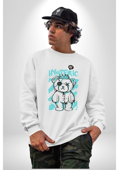 Histerik Unisex Beyaz Sweatshirt Beyaz