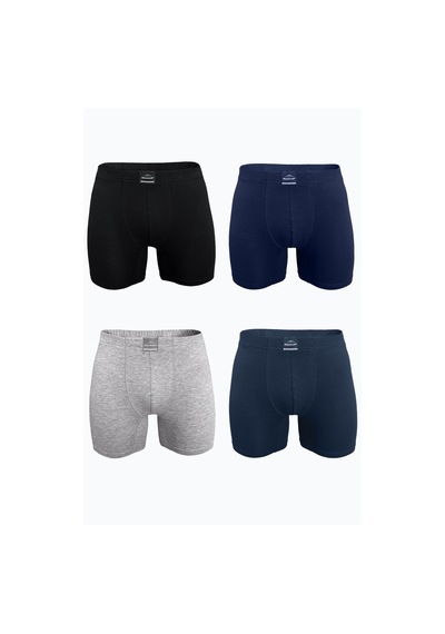 Malabadi Erkek Karışık Renk 4 Lü Premium Collection Modal Uzun Boxer 4m250 Siyah-gri-füme-lacivert