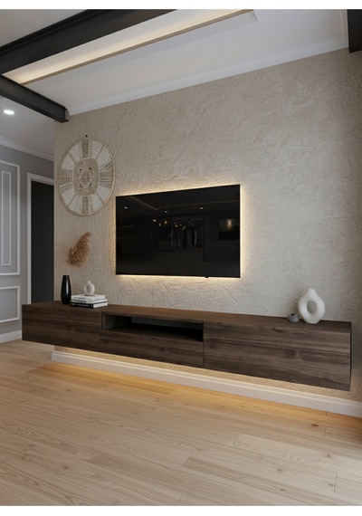 Resital Ledli Duvara Monte Tv Sehpası - Ceviz - W6016-2 Ceviz
