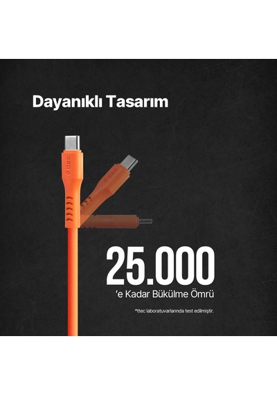 Usb-c - Usb-c 120cm 60w Pd/qc Hızlı Şarj/data Kablosu Neon 2dk59n Neon Turuncu