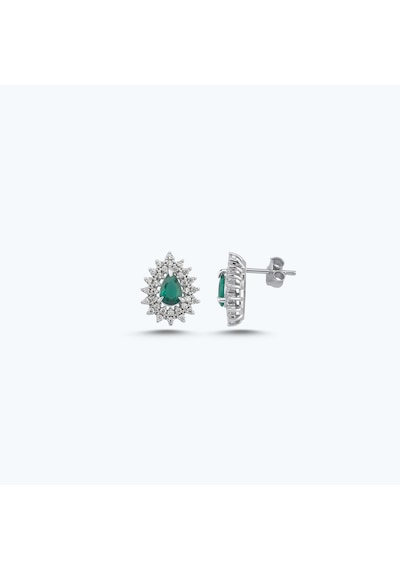 Altınbaş Yeşil Taşlı Altın Üçlü Damla Set Autk0033-b-24627-y-set