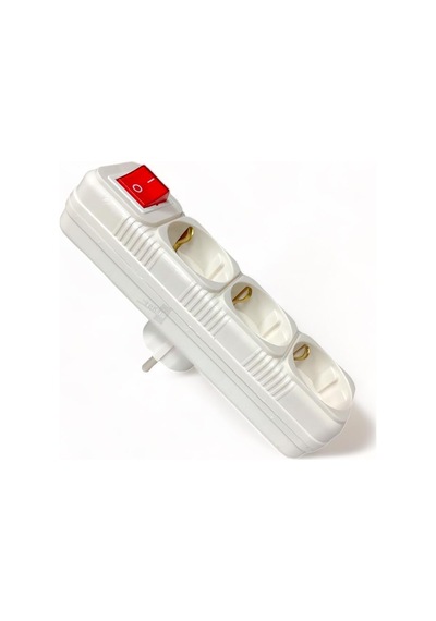 Tek-iş Üçlü Topraklı Anahtarlı Golyat Priz, Beyaz, 3 Soket Anahtarlı 3'lü Priz Topraklı Çoklu Priz, Elektrik Dağıtıcı