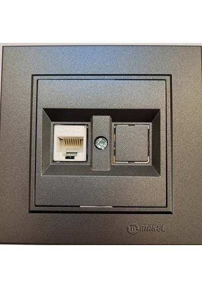 Makel Karea Ikili Data Prizi 1 Adet Cat6 Füme Modül+Kapak+Çerçev
