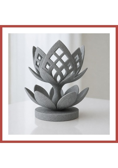 Bezos 3d Baskı Lotus Çiçeği Mumluk - Dekoratif Tealight Mumluk-gri Erdotıca
