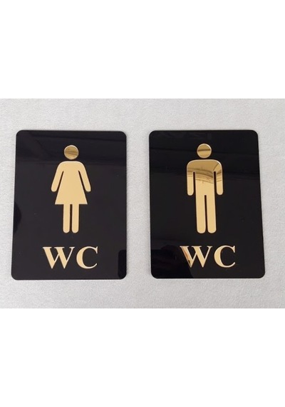 Şık Tasarımlı Gold Wc Yönlendirme Tabelası - Levhası