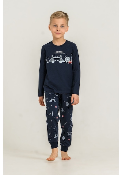 Minipomes 9-14 Yaş Erkek Çocuk Şehir Kaşifi Süprem Pijama Takım Siyah
