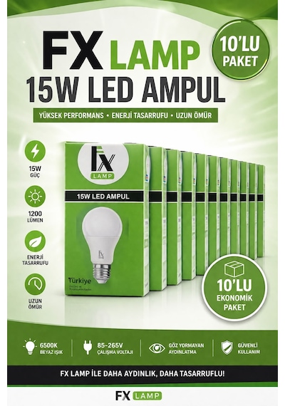 Vipay/ Fx Lamp 15w E27 Led Ampul - 10'lu Paket 10lu Paket
