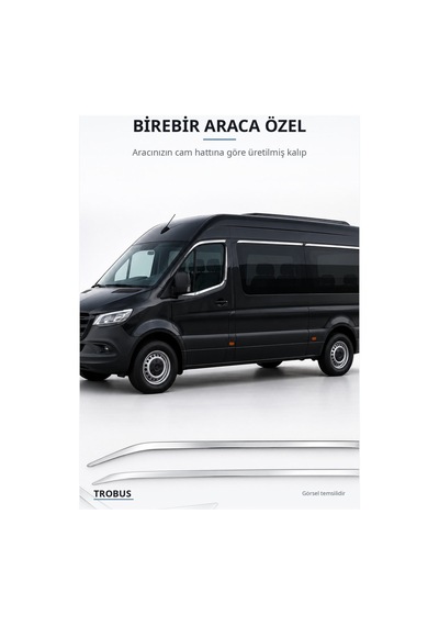 Mercedes-benz Sprinter 2019 Ve Sonrası Uyumlu Krom Cam Çıtası 4 Parça Paslanmaz Çelik