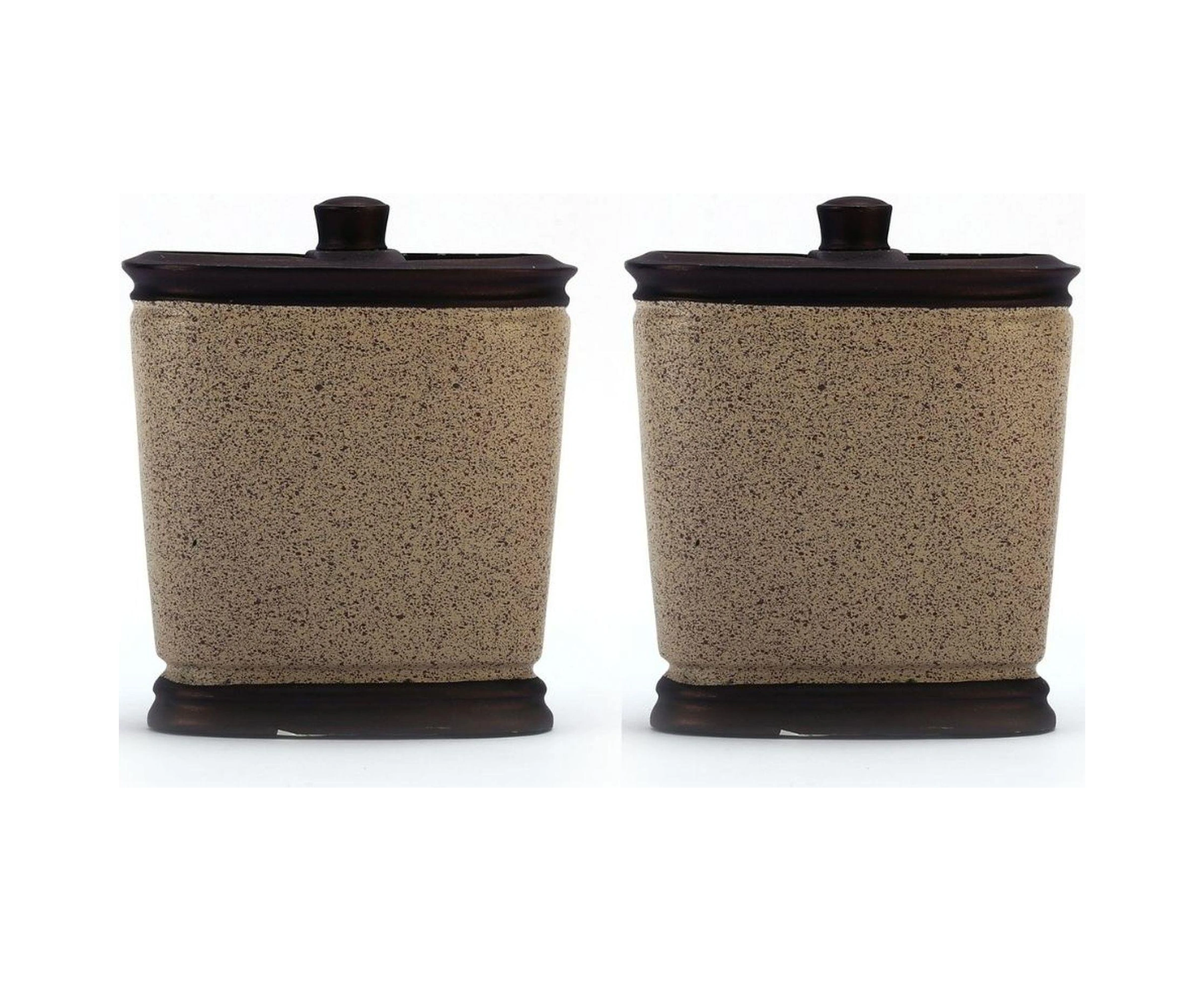 2 Adet Diş Fırçalık Bronz Kumlu Poliresin 10x12x5cm Banyo Seti Çok Renkli