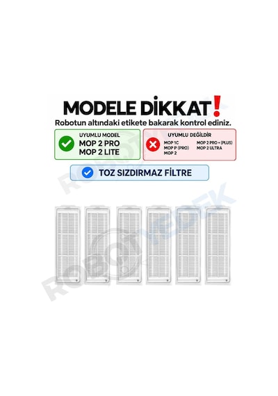 Mop 2 Pro Mjst1shw Uyumlu Yedek Hepa Filtre-6 Parça Sku: Zeusb0bwvch6f5