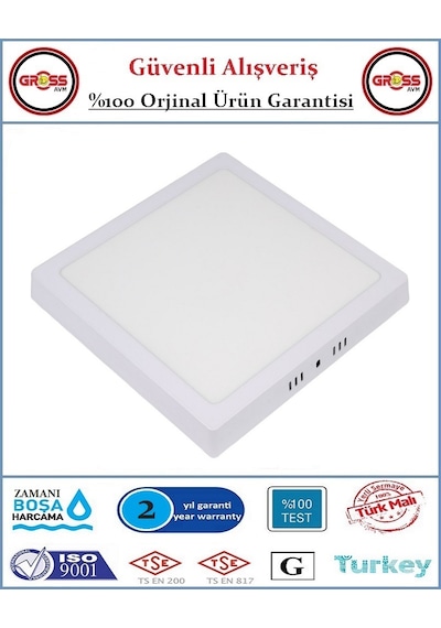 Zmr Sıva Üstü Kare Led Armatür - 24 Watt - 2050 Lümen - Beyaz