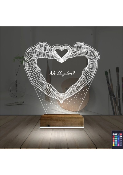 Luvivia Kalp Sevgiliye Hediye Kişiye Özel 3d Lamba - Masa Gece Lambası V8