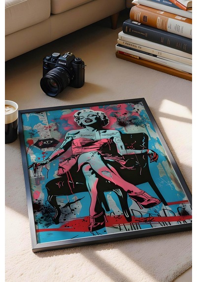 Marilyn Monroe İkonik Poz Çerçeveli Tablo - Pop Art Pembenin Gücü Poster Tablo