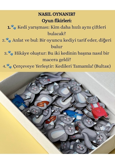 Kedi Dedektifi Ahşap Hafıza Eşleştirme Dikkat Zeka Oyunu 32 Parça