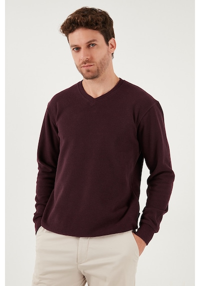 Buratti Pamuklu Regular Fit V Yaka Erkek Kazak 456202 V Mürdüm