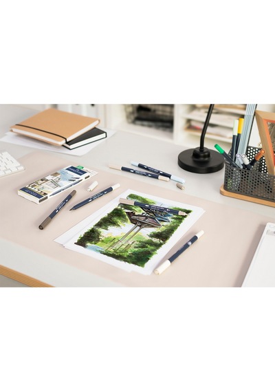 Faber-Castell Goldfaber Sketch Marker Seti, Architect, Mimari Projeler İçin, Su Bazlı, Fırça ve Fineliner Uçlu
