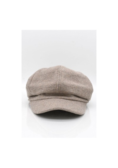 Külah Kadın Kasket Yün Flat Cap Vizon Şapka Vizon Standart