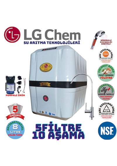 Lg Chem Cool Beyazsiyah 8lt 5fl Pompalı 10 Aşama Su Arıtma Cihazı