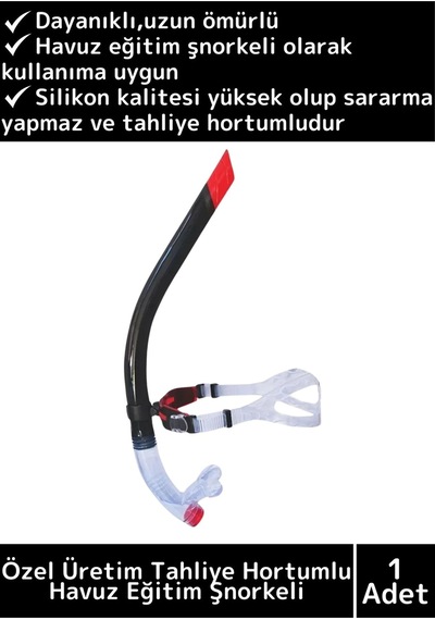 Premium Dayanıklıl Yüksek Silikon Kaliteli Tahliye Hortumlu Siyah Önden Dalış Havuz Eğitim Şnorkeli Çok Renkli