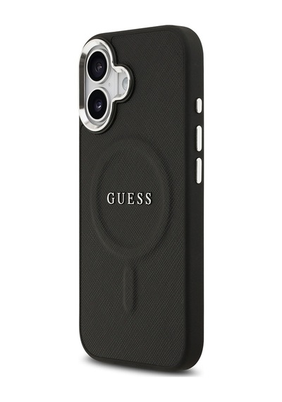 Apple Uyumlu iPhone 17 Kılıf Guess Lisanslı M-safe Şarj Özellikli Klasik Yazı Logolu Pu Deri Kapak Siyah Siyah