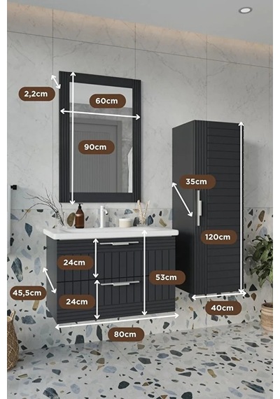 Erguvan Gümüş Kulp Lacivert Demonte 80 Cm Lavabolu Banyo Dolabı Ayna Lavabo Boy Dolabı Lacivert Erguvan Gümüş Kulp Lacivert Demonte 80 Cm Lavabolu Banyo Dolabı Ayna Lavabo Boy Dolabı Lacivert