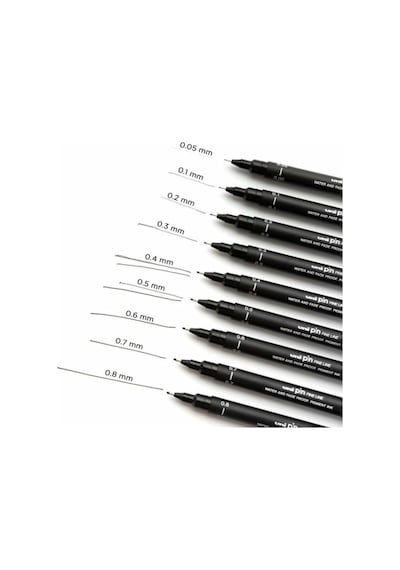 Uni Pin Siyah Profesyonel Teknik Çizim Kalemi, 0.05mm