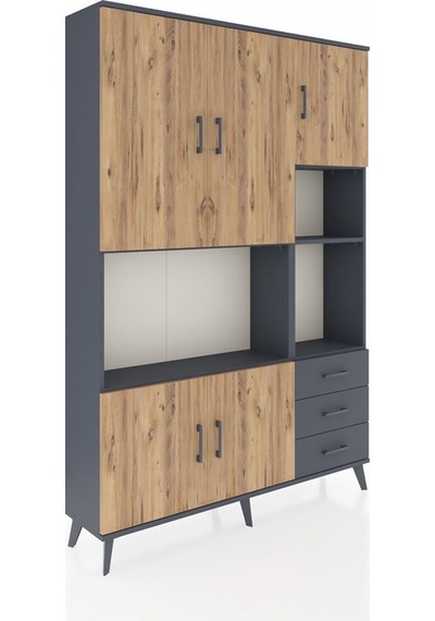 Arges Dolap 9 Raflı 3 Çekmeceli 5 Kapaklı 132x30x195 Antrasit-çam/antrasit Atlas Çam/antrasıt Arges Dolap 9 Raflı 3 Çekmeceli 5 Kapaklı 132x30x195 Antrasit-çam/antrasit Atlas Çam/antrasıt