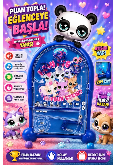 Pinball Littlest Pet Shop Eğitici Retro Eğitici Oyuncak Mavi