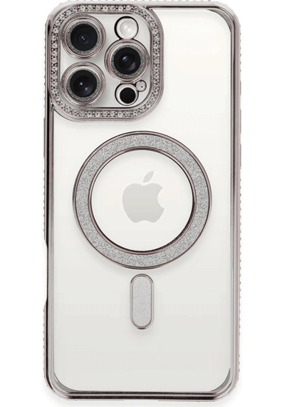 Apple Uyumlu iPhone 16 Pro Kılıf Joke Simli Magneticsafe Kılıf Pembe/