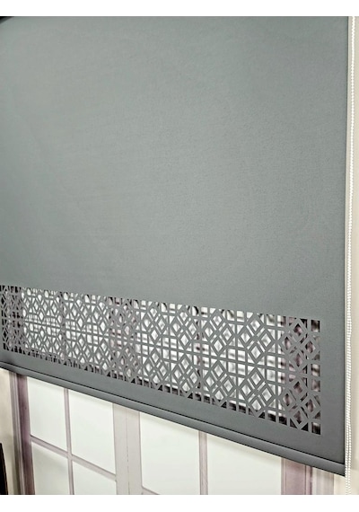 Stor Perde Desenli Lazer Kesim Kalın Kumaşlı Ml104 Antrasit
