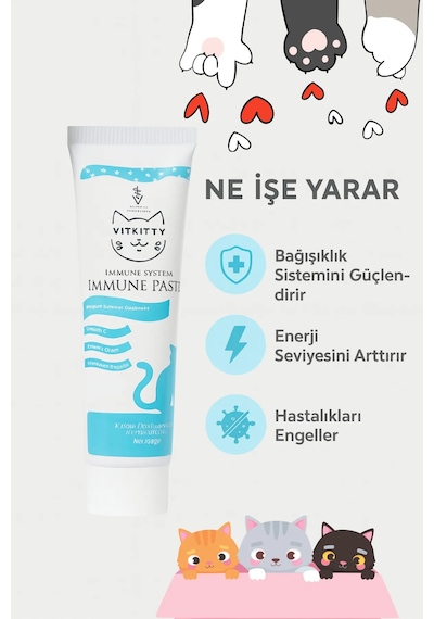 Vitkitty Kediler Için Sistemini Destekleyen Malt Macun 100 Gr. Immune Paste