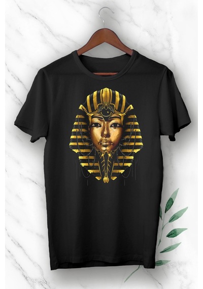 Flood Of Style Mitoloji Firavun Tutankhamun Baskılı Siyah Unısex Tişört