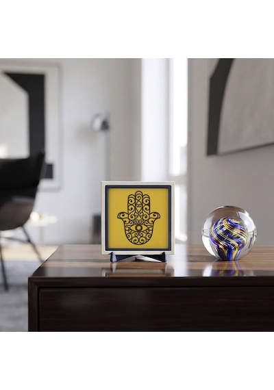 Hamsa Tasarımlı Modern Masaüstü Aksesuarı, Ev Ve Ofisinize Zarafet Katan Detay 10x10 Cm