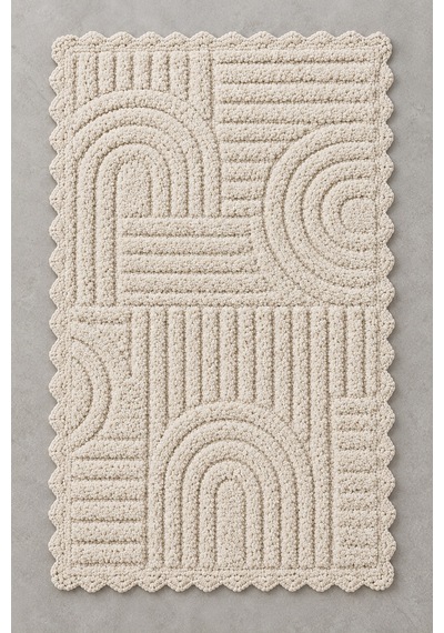Alanur Bodrum Tufting Cotton Pamuklu El Işi Örgülü Paspas 113 80 X 135 Cm Bej