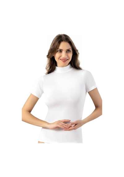 Tezzgelsin Kadın 6'lı Kısa Kol Yarım Boğazlı Atlet T-shirt Beyaz