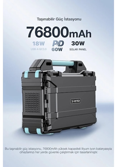 76800mah 300w Taşınabilir Güç İstasyonu Güneş Panelli Hızlı Şarj Siyah