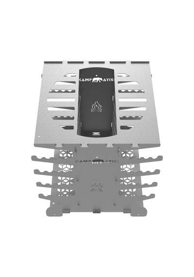 Kamp Ayısı 2mm Galvaniz Metal Grillspett Çift Taraflı Dikey Şiş Mangal Izgarası - 6 Şiş Hediyeli, Özel Taşıma Çantalı Gri
