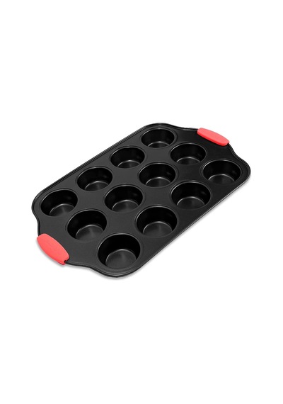 Mallart 12 Bölmeli Muffin Ve Cupcake Kalıbı - Yapışmaz Karbon Çelik Fırın Kabı, Isıya Dayanıklı Kırmızı Silikon Saplı, Bpa İçermeyen Sağlıklı Pişirme Gri Mallart 12 Bölmeli Muffin Ve Cupcake Kalıbı - Yapışmaz Karbon Çelik Fırın Kabı, Isıya Dayanıklı Kırmızı Silikon Saplı, Bpa İçermeyen Sağlıklı Pişirme Gri