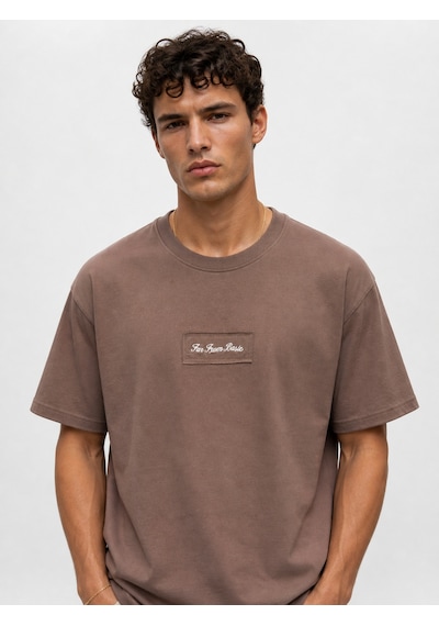 Respire Erkek Ffb Nakışlı Oversize T-shirt Kahve