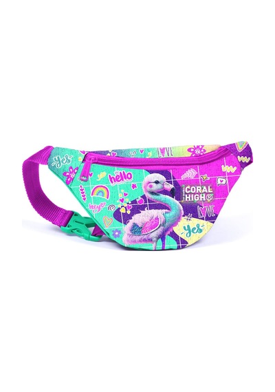 Coral High Kids Pembe Su Yeşili Flamingo Desenli Bel Çantası 11523 Pembe - Yeşil
