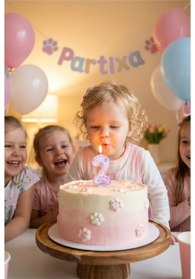 Pati Figürlü Pembe Rakam Mum Doğum Günü Pasta Süsü